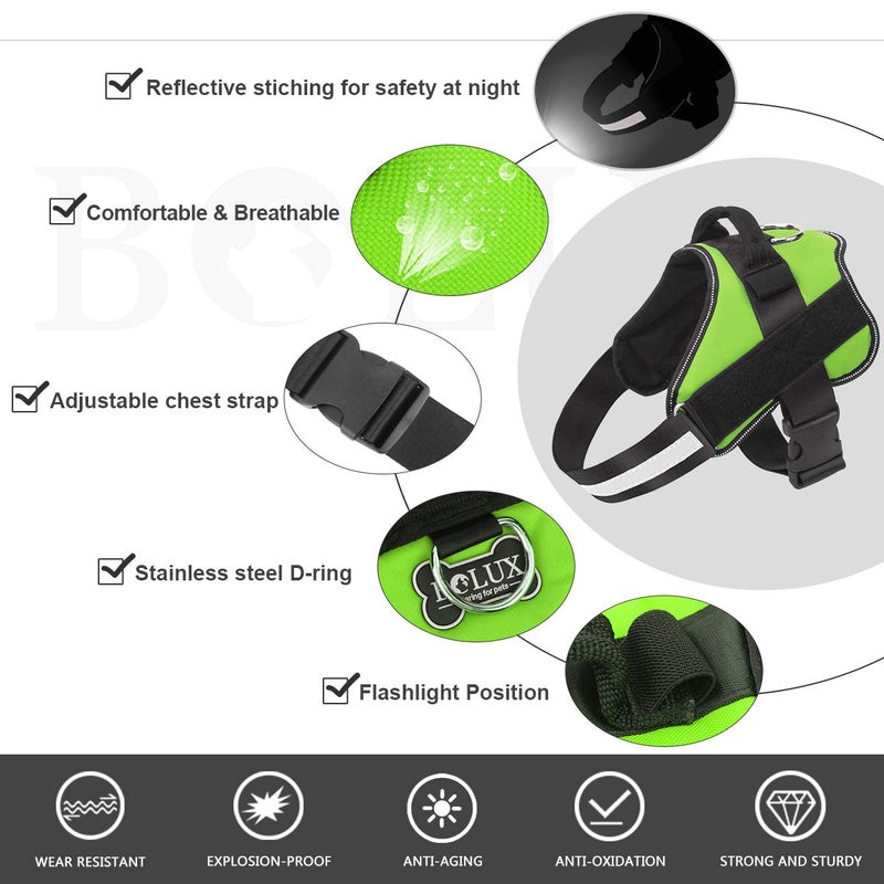 Bolux Dog Harness, No-Pull Reflective Dog Vest, Breathable Adjustable Pet Harness with Handle for Outdoor Walking - No More Pulling, Tugging or Choking (Green, M) - Image 2